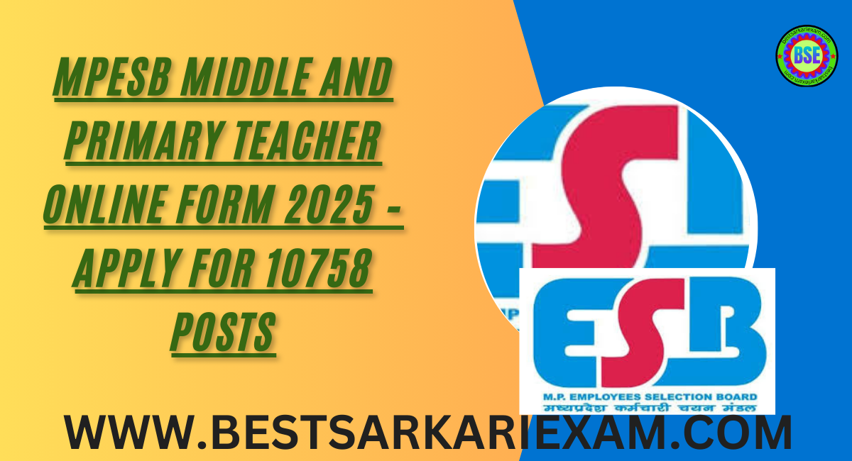 MPESB Middle and Primary Teacher Online Form 2025