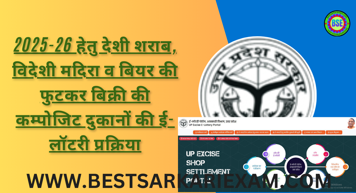 2025-26 हेतु देशी शराब, विदेशी मदिरा व बियर की फुटकर बिक्री की कम्पोजिट दुकानों की ई-लॉटरी प्रक्रिया